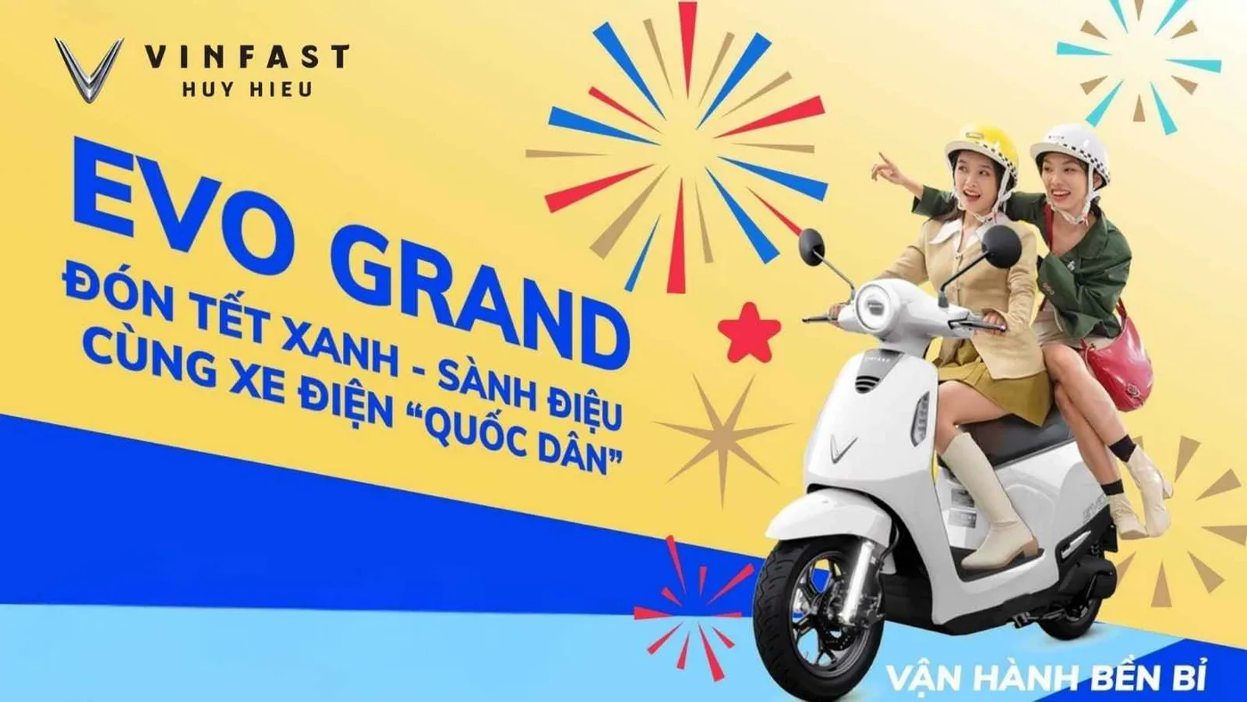Xe máy điện VinFast Evo Grand với ưu đãi tháng 2/2026, thiết kế trẻ trung phù hợp di chuyển hằng ngày