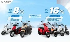 Ưu đãi và bảng giá xe máy điện VinFast 16%